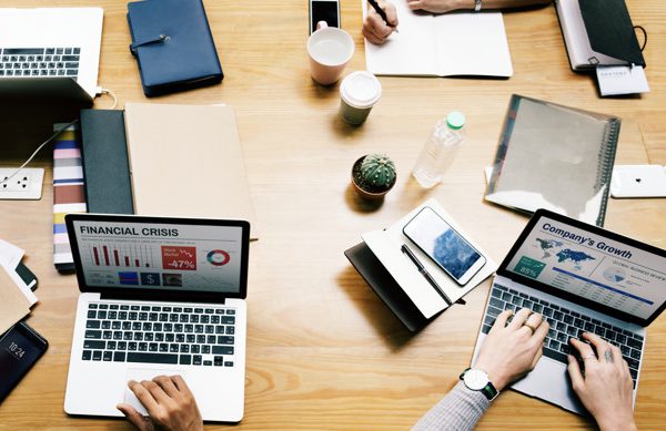 Business people working on a laptop